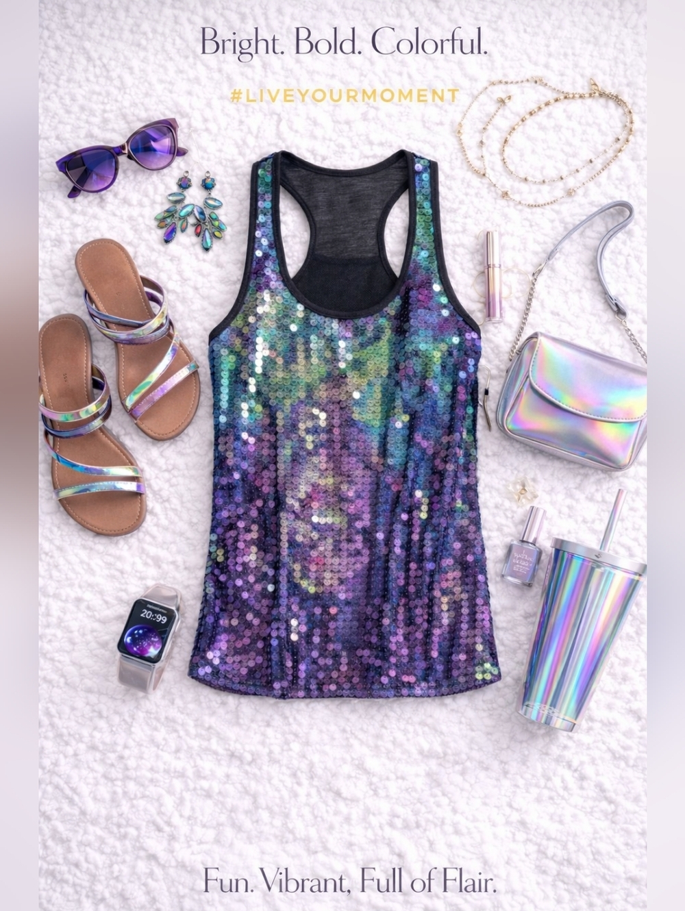 NWT- Just being FAB moment- M (7-9) Sequin Tank